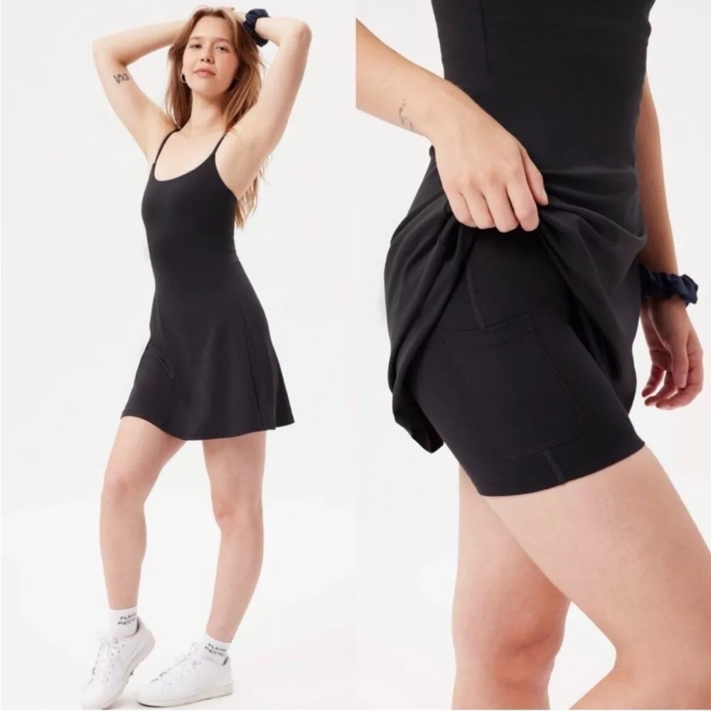 Girlfriend Collective Black Juliet Dress with Pocket Short S NWT - Picture 1 of 2